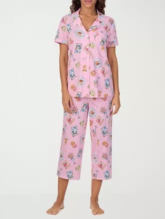 Cuddl Duds Other - Cuddl Duds Women's Printed Collared Cropped Pajama Set - Breakfast Print XL